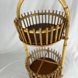 Art Deco style rattan work basket serving cart