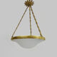 Art nouveau glass washbasin suspension, bronze structure with 3 lights