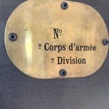 Vintage wooden wardrobe with matte cast iron color hanging rail