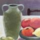 Peinture ancienne huile sur carton nature morte fruits table