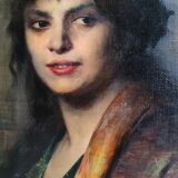 Oil on canvas painting with its beautiful original frame by Fernande Hortense Cécile de MERTENS