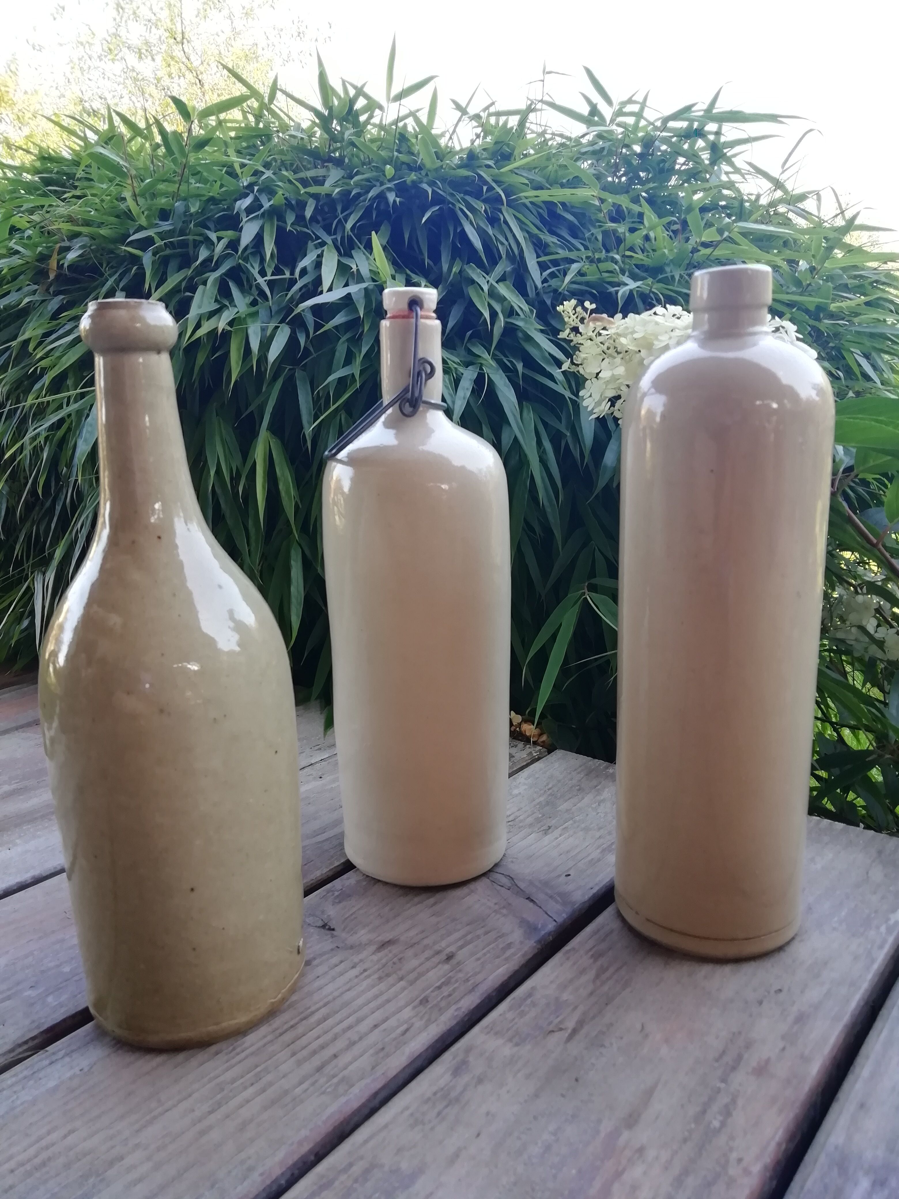 Trio of stoneware hot water bottles
