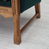 1970s, Danish 4-seater sofa, furniture wool, solid oak wood.