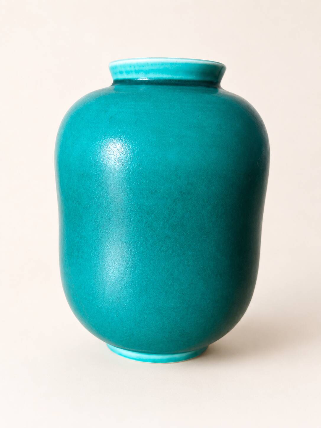 Wilhelm Kåge vase for Gustavsberg, turquoise glaze, hand-turned, Sweden