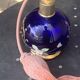 Perfume bottles, in hand-painted blue Bohemian crystal, antique.