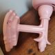 Set of 2 vintage pastel pink enamelled cast iron wall lamps