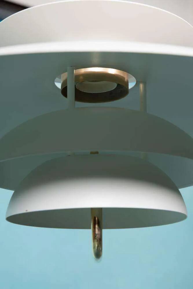 Vintage Scandinavian bowl lamp, minimalist mid-century pendant.