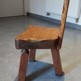 Tripod chair for children, Scandinavian brutalist chalet design.