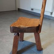 Tripod chair for children, Scandinavian chalet brutalist design.