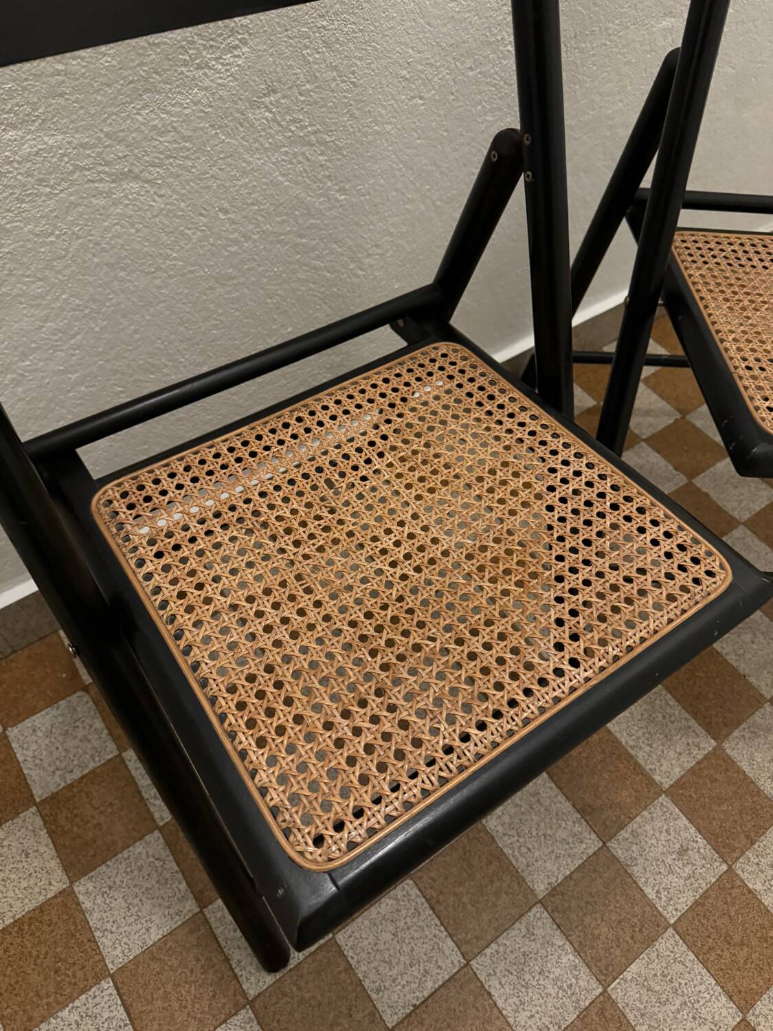 70s rattan cane folding chairs (X2)