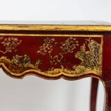 Louis XV style bureau plat with lake scene decoration. Circa 1800.