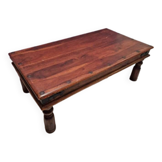 Table basse ethnique indienne en bois massif