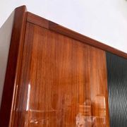 Vintage Italian Wardrobe, Walnut, Fluted Wood, Brass Feet 1950s italian
