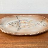 Large German ceramic plate with fish from the mid-century.