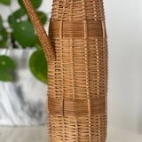 Grande bouteille en verre et osier