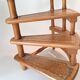 Library spiral staircase in beech and brown leather.