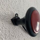 Vintage 1960 red and black coat rack with 3 wall hooks - 45 x 7 cm