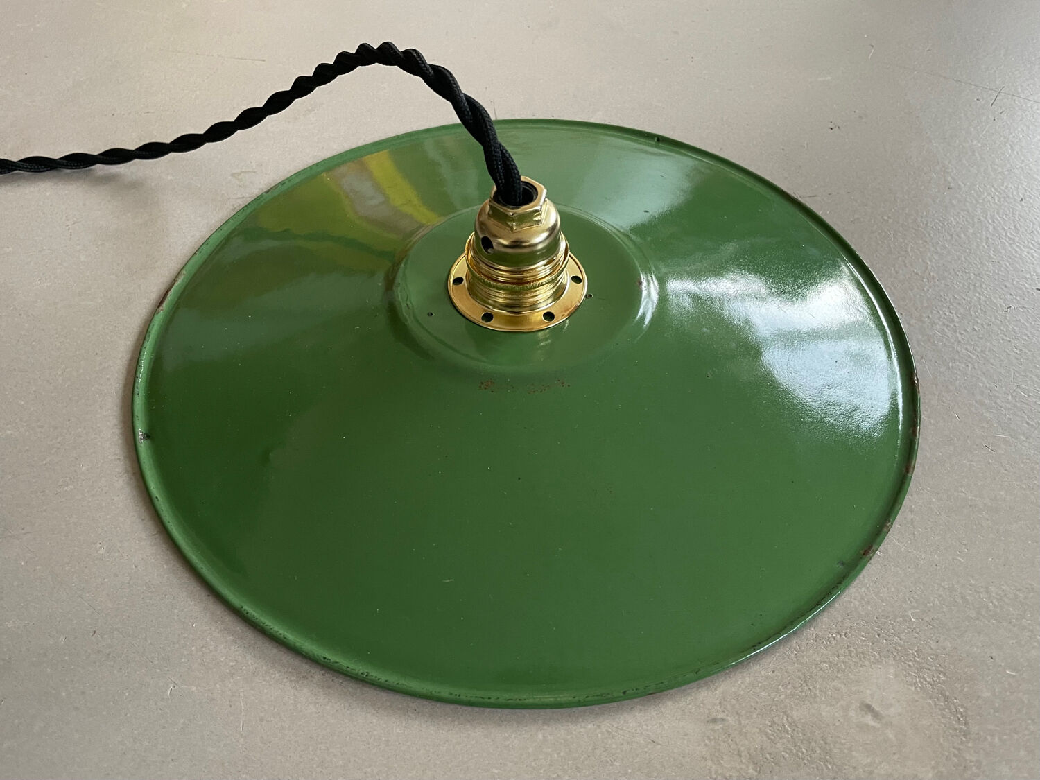 Old enameled metal lampshade