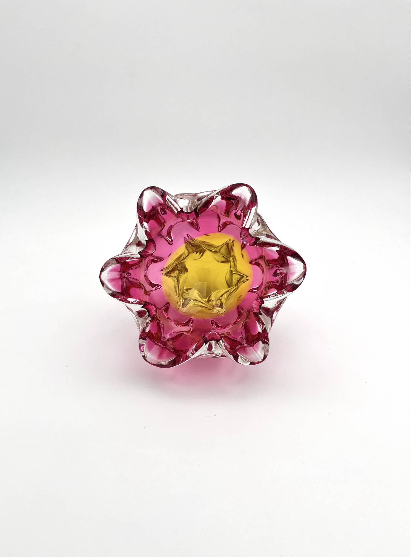 Bowl Ashtray Josef Hospodka Chribska Sommerso Rose 14cm 1.78kg