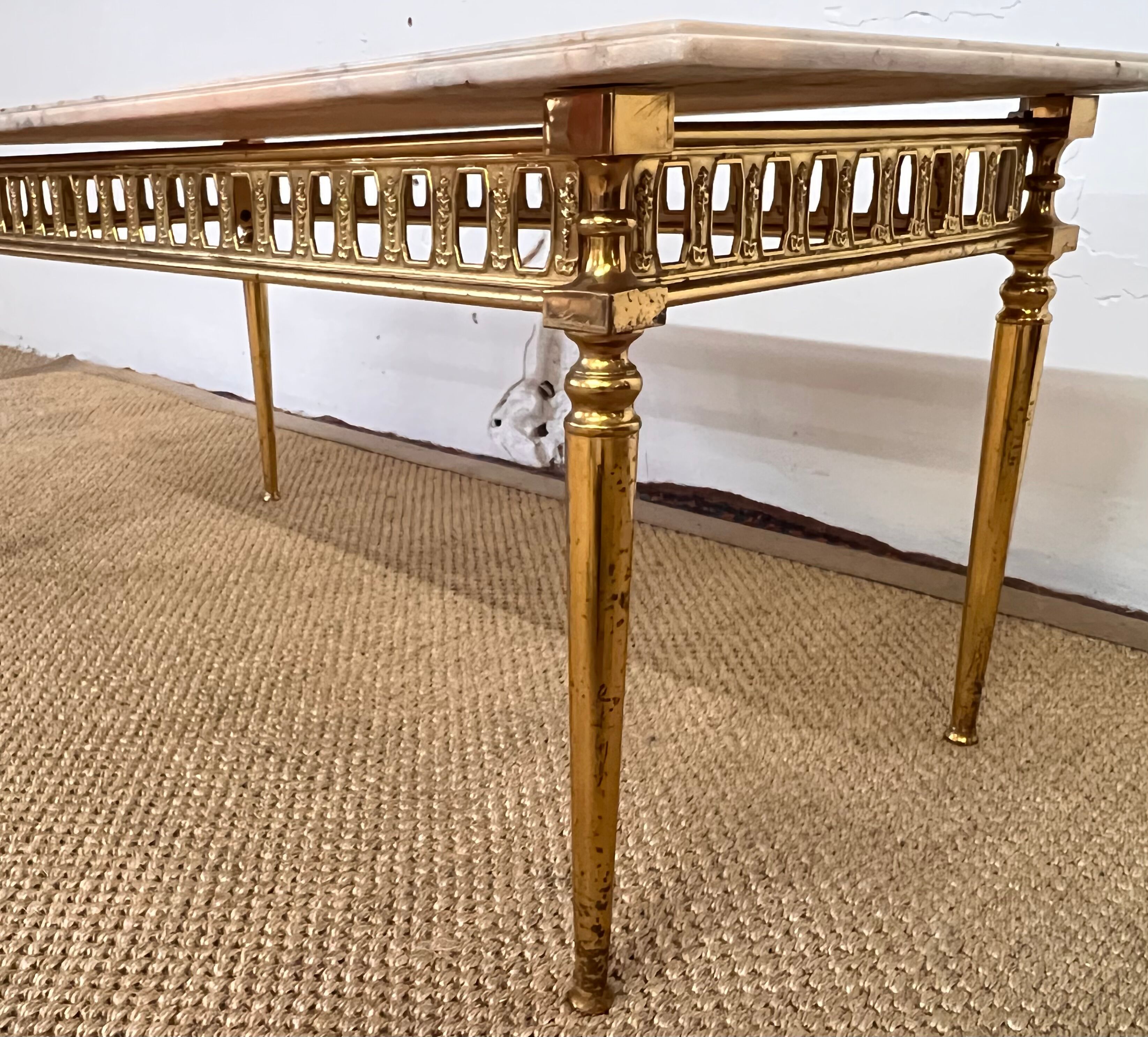 Marble and brass coffee table