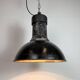 Large Industrial Factory Black Pendant Lamp with Cast Iron Top, 1950s