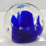 Sulphide / Paperweight THE DOLPHINS with blue background nº2