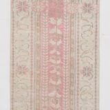 2x7 shades of red & beige vintage runner rug, 77x222cm