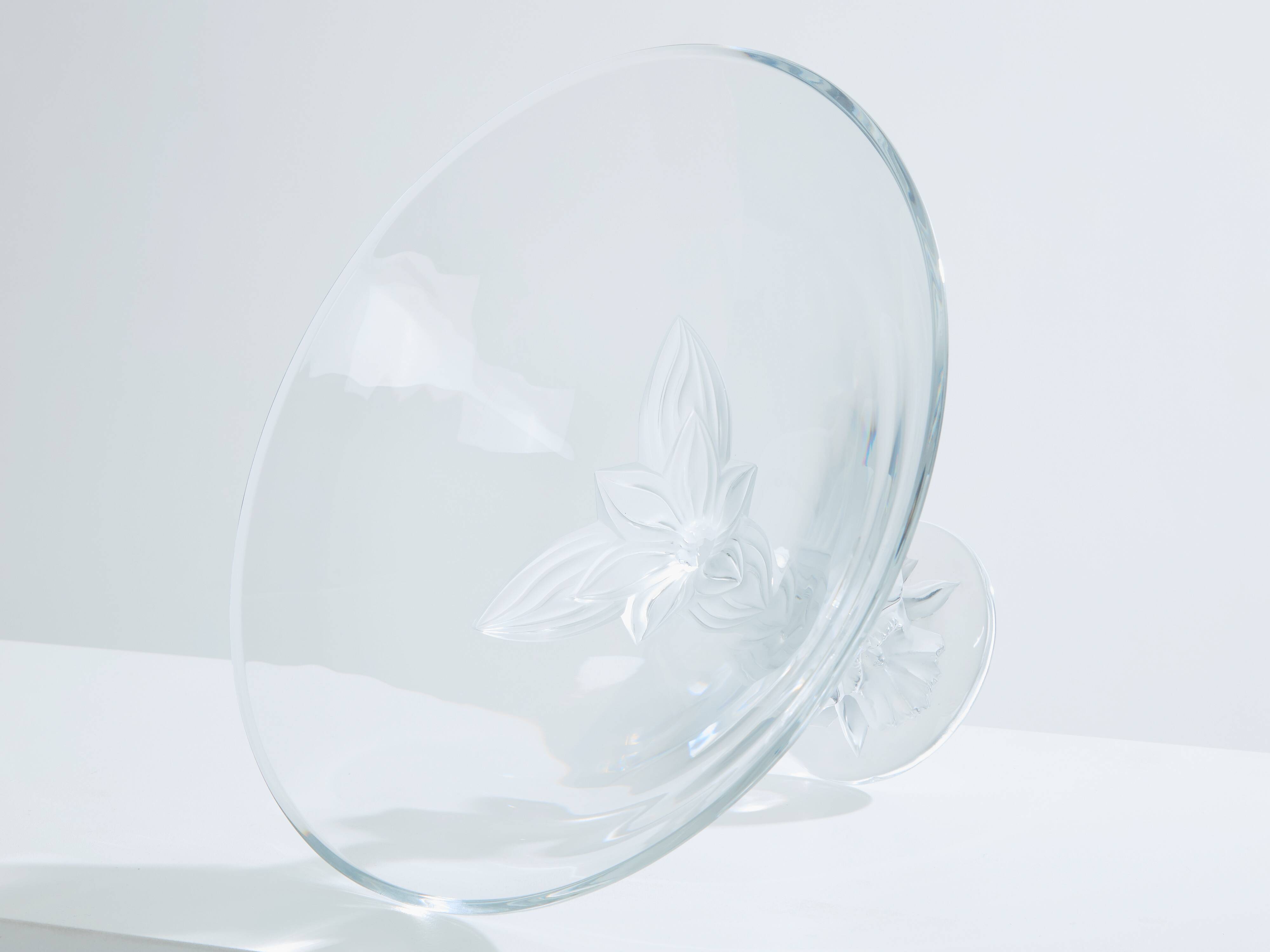 Large Lalique Plumeria crystal bowl circa 1980