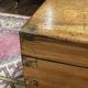 1930s English oak dressing table with beveled oval mirror