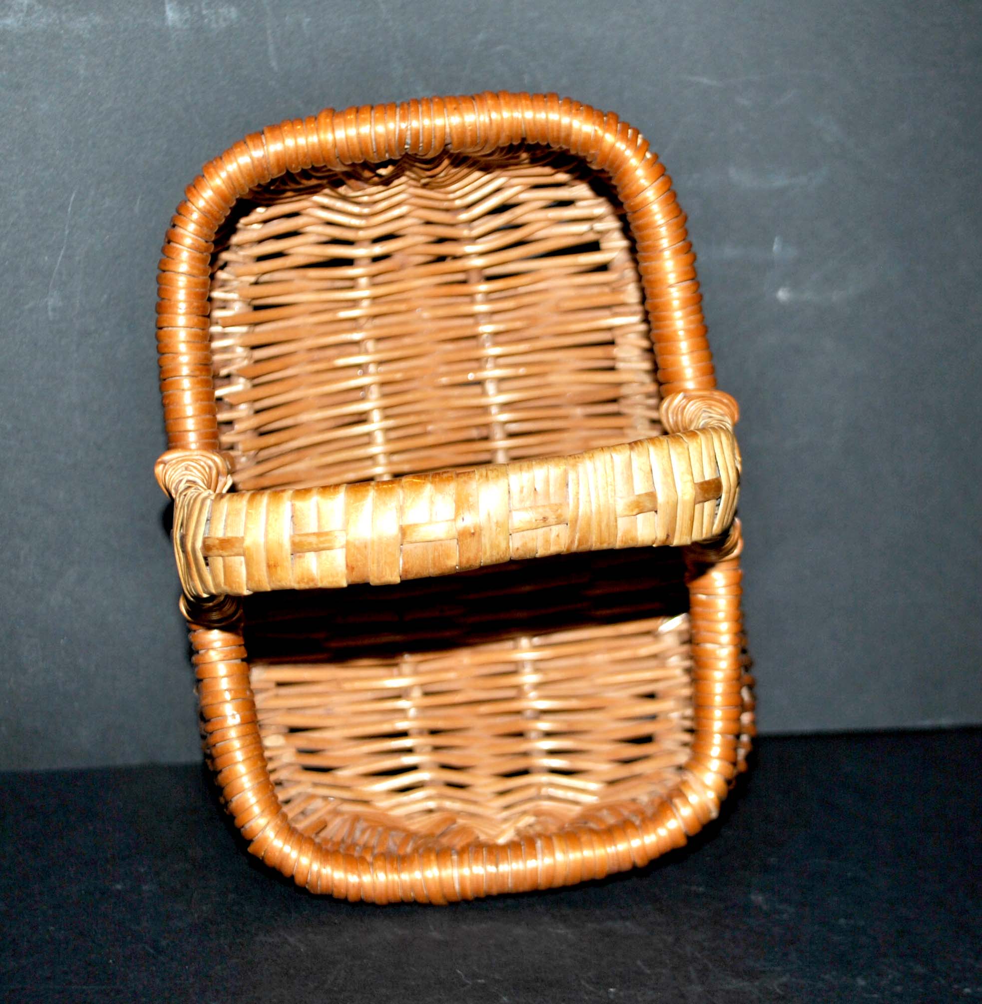 Vintage woven rattan basket - small honey-colored children's basket