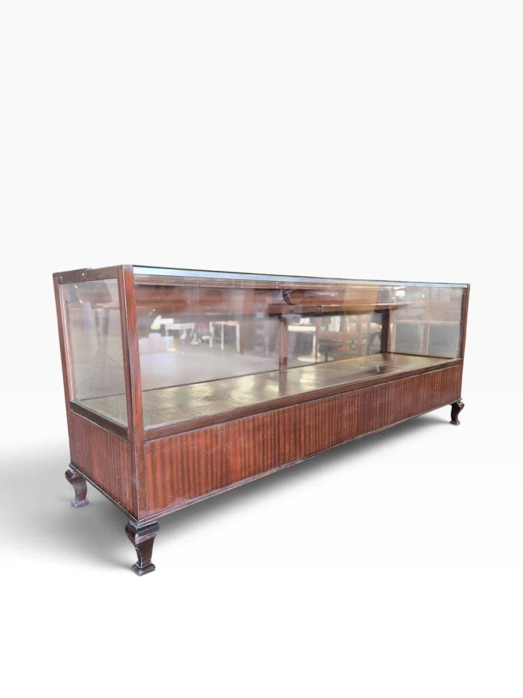 Comptoir de magasin/vitrine/présentoir vintage en bois