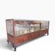 Comptoir de magasin/vitrine/présentoir vintage en bois