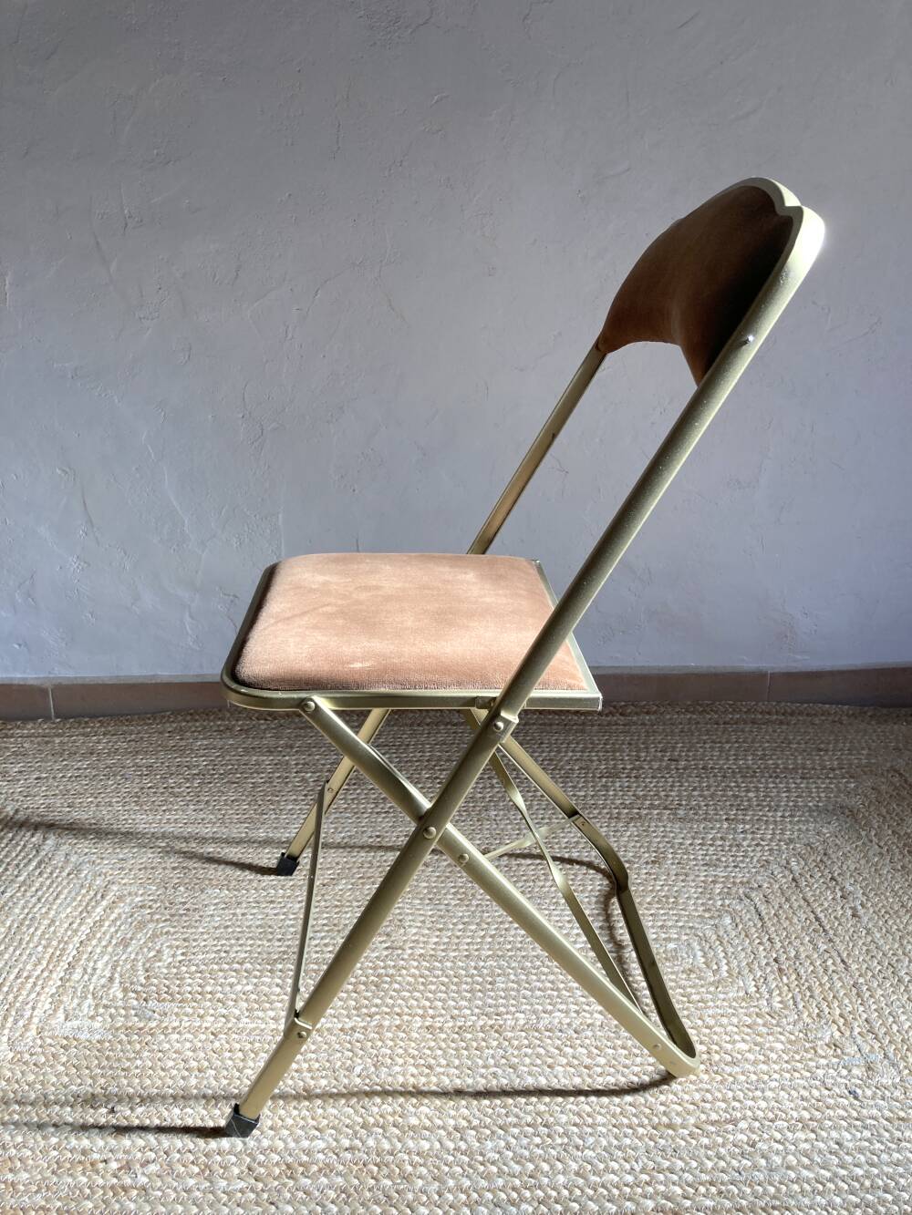 Folding Opera chair in gold-tone metal, 1970s