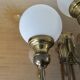 Triple "Hollywood Regency" wall light in brass and opaline, 1970