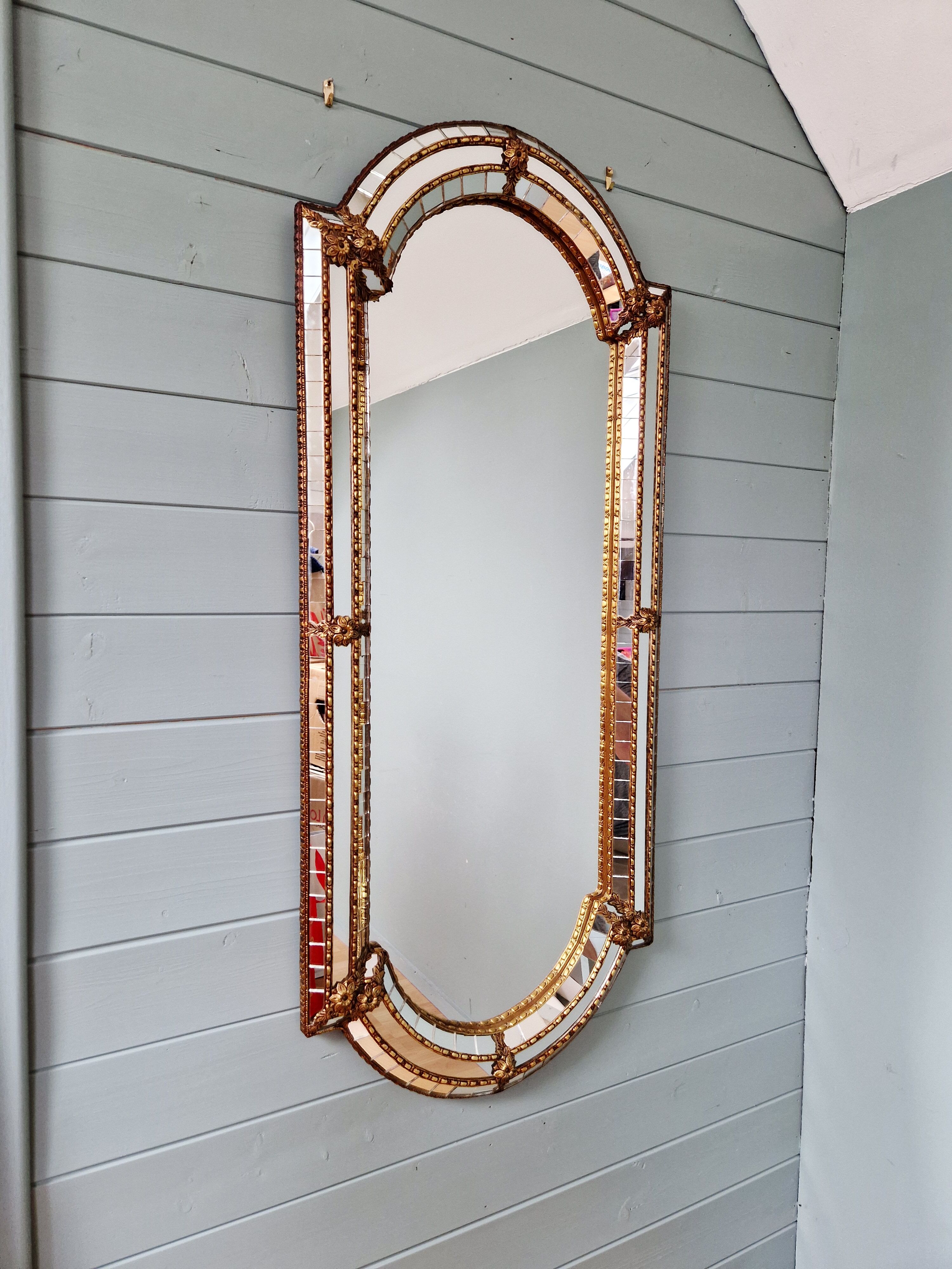 Grand miroir de style Hollywood Regency, Espagne, 1970-80