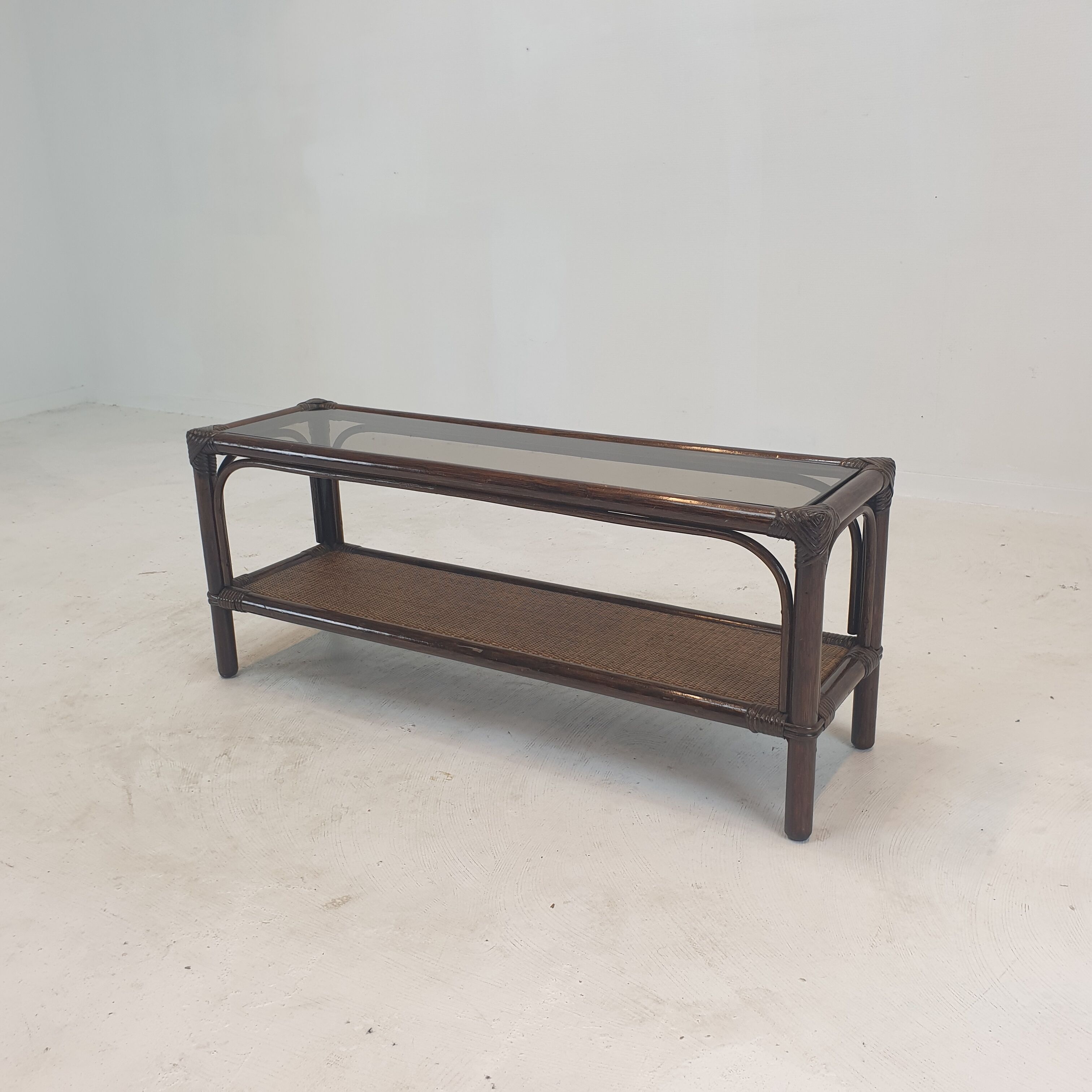 Italian Bamboo and Rattan Coffee Table, 1980s