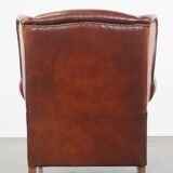 Vintage English-Style Sheepskin Leather Wingback Armchair