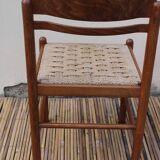 Pair of wooden and rope chairs