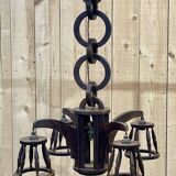 1950s oak chandelier - 5 lights