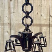 1950s oak chandelier - 5 lights