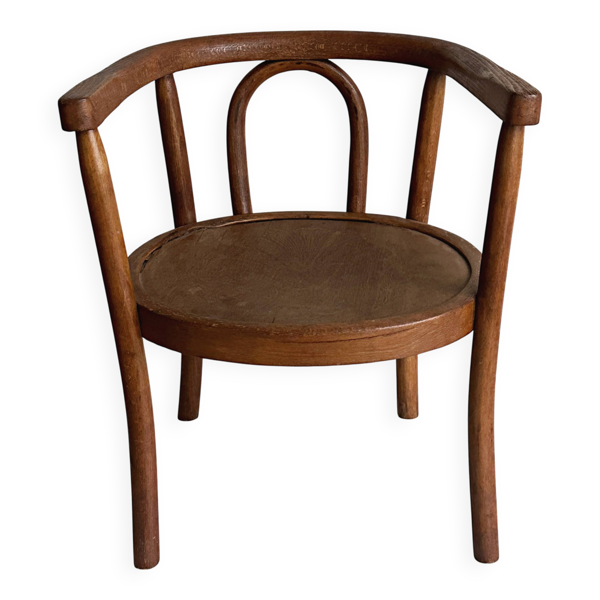 vintage curved wooden children's chair