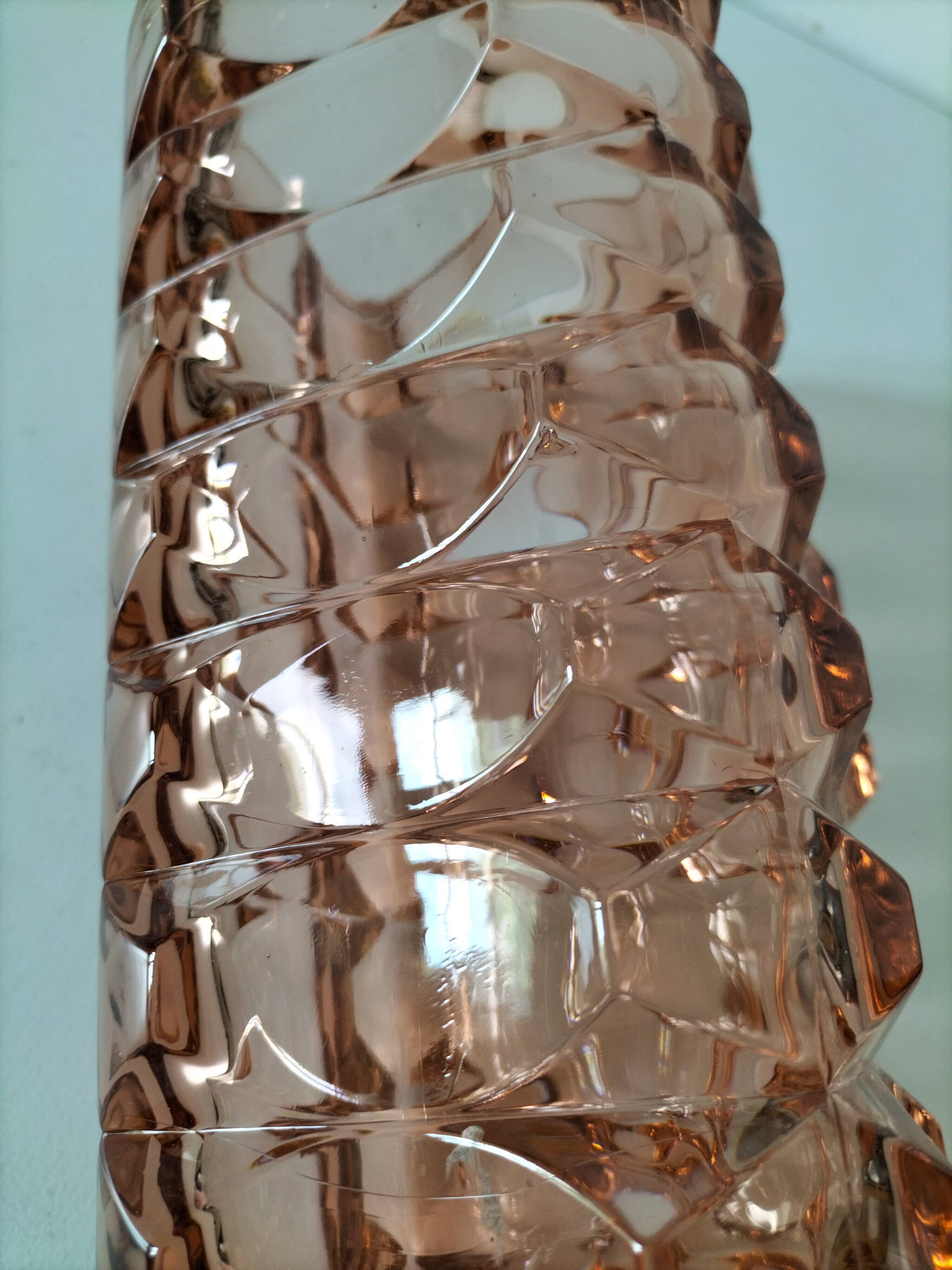 Vintage pink pressed glass vase – Windsor Rosaline model by Luminarc