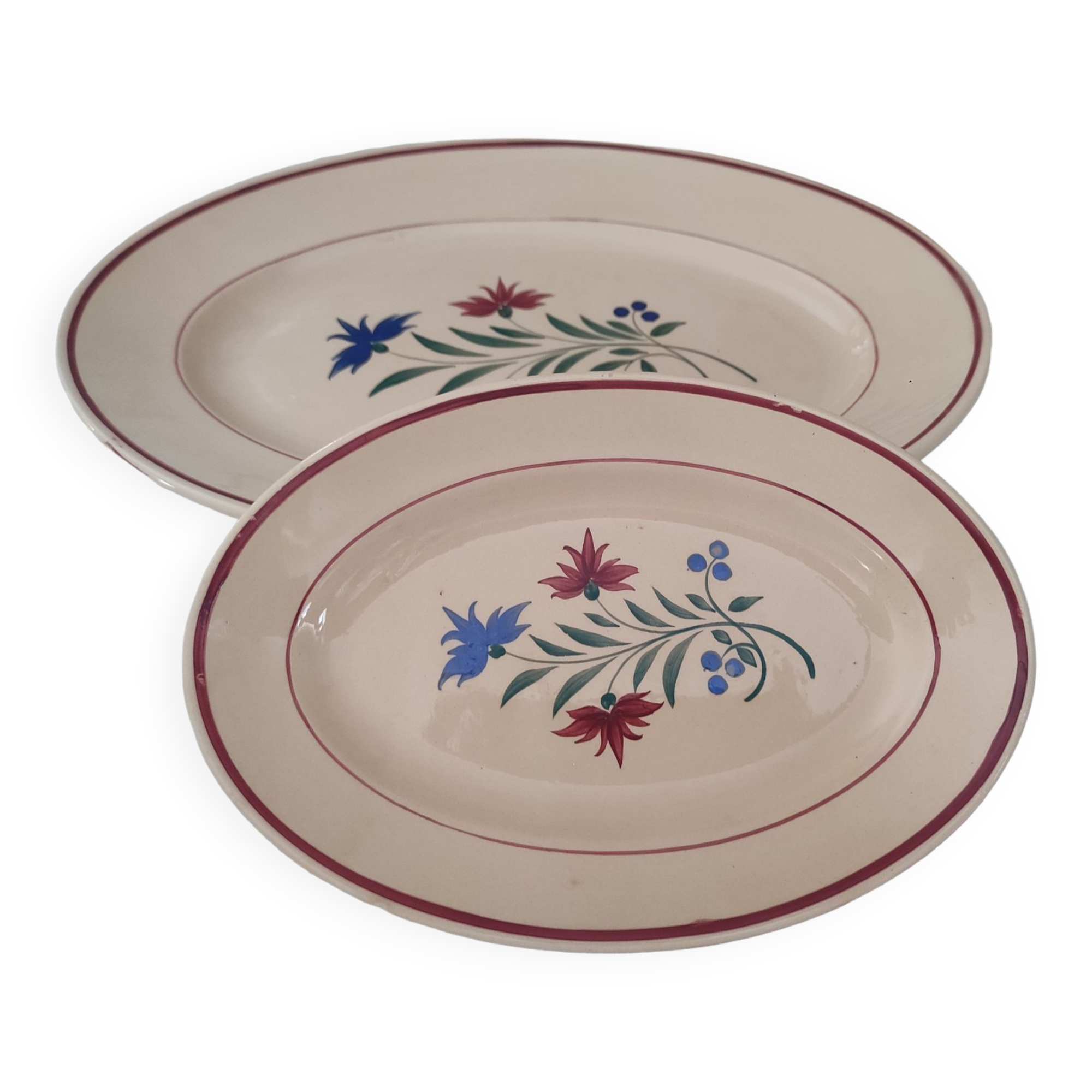 Set of 2 oval dishes trundles 30s earthenware K&G Lunéville model Denise