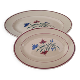 Set of 2 oval dishes trundles 30s earthenware K&G Lunéville model Denise