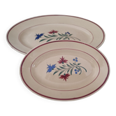 Set of 2 oval dishes trundles 30s earthenware K&G Lunéville model Denise