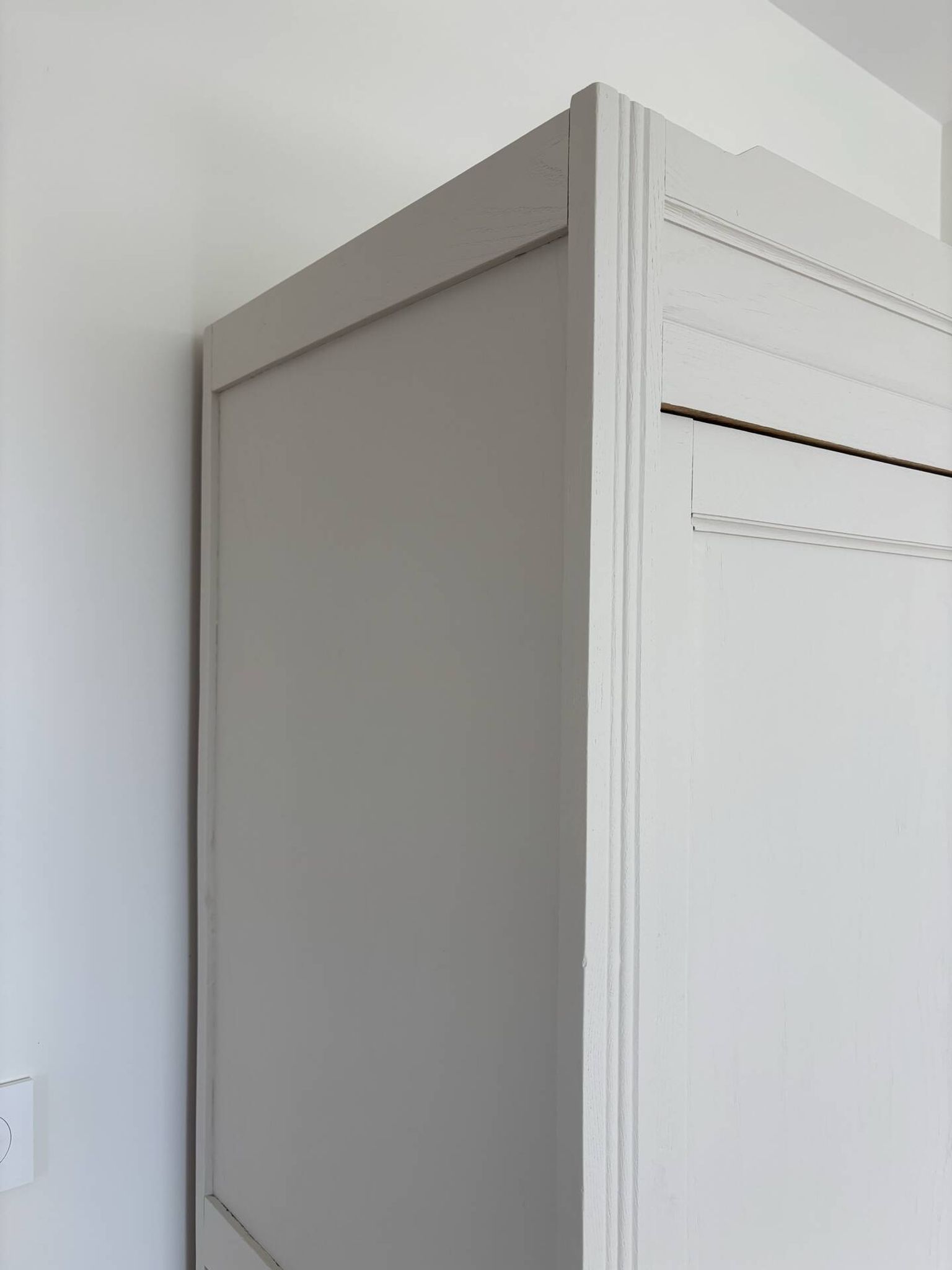 Parisian wardrobe with shelves, renovated oak wood.