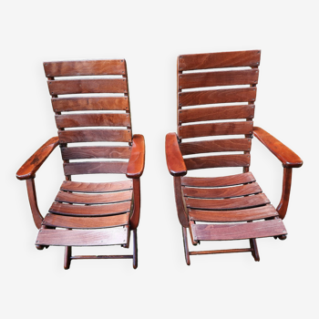 Pair of sodibois folding armchairs