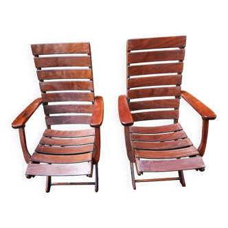 Pair of sodibois folding armchairs