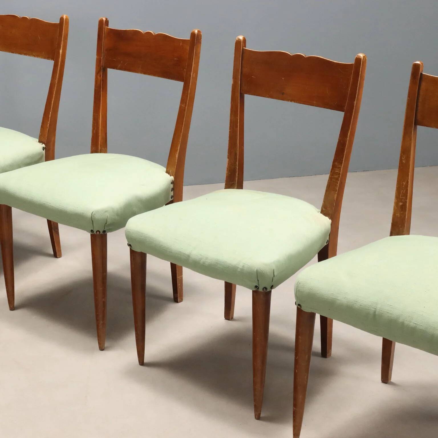 Chaises vintage en hêtre peint, tissu, design, Italie, années 1940-50