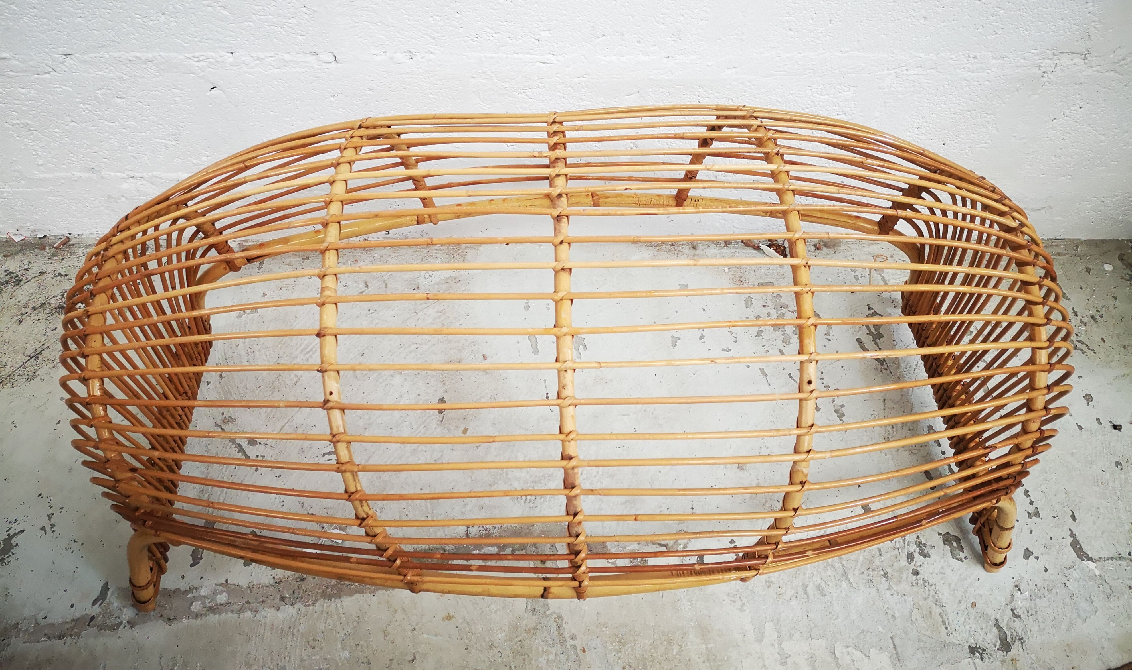 Vintage rattan cradle